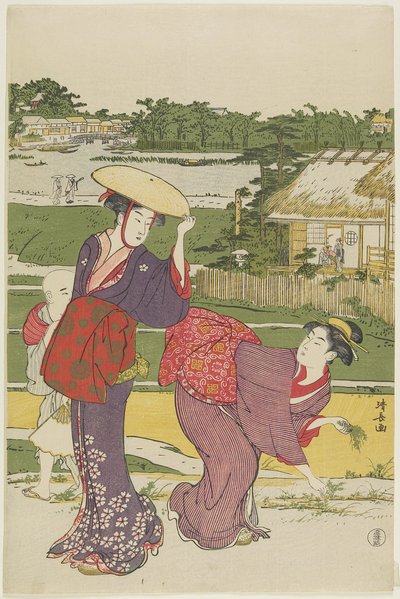 Uitje in Muko_jima, 1787 door Torii Kiyonaga